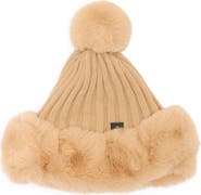 Nanette Lepore Oversize Faux Fur Trim Beanie