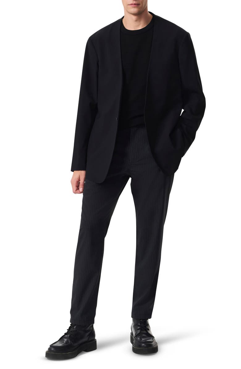 rag & bone Slim Fit Collarless Black Wool Blend Ripstop Sport Coat, Alternate, color, Black