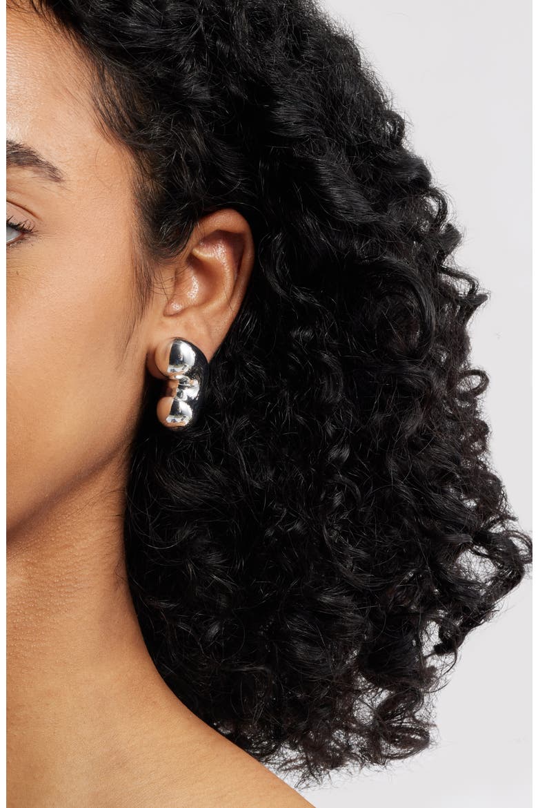 Eliza Puffs Drop Earrings, Alternate, color, HIGH POLISH SILVER