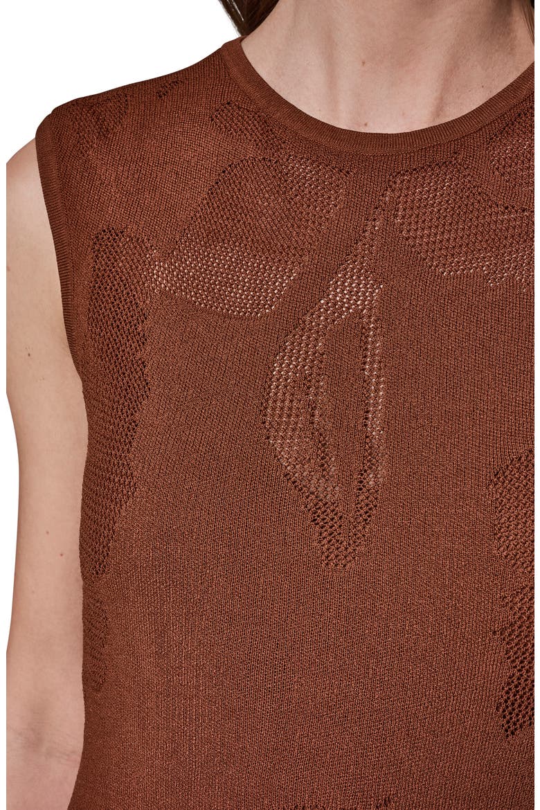 Floral Jacquared Sleeveless Dress, Alternate, color, COGNAC