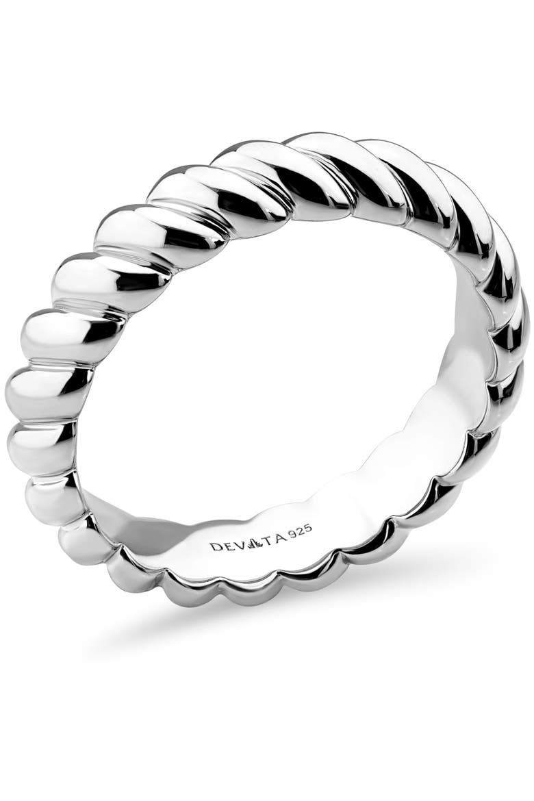 Rope Band Ring in Rhodium Plated Sterling Silver, Alternate, color, Silver