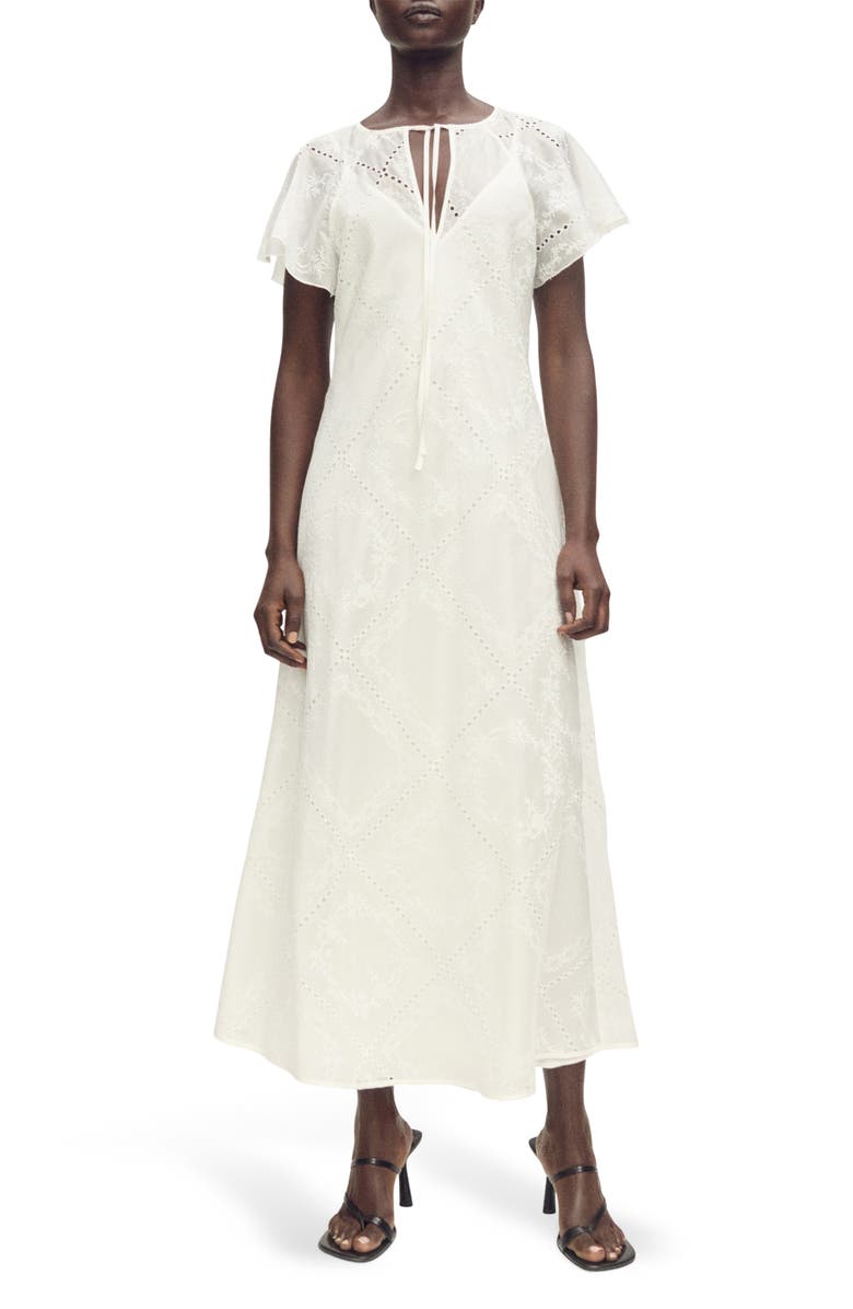 MANGO Eyelet Embroidered Maxi Dress, Main, color, 