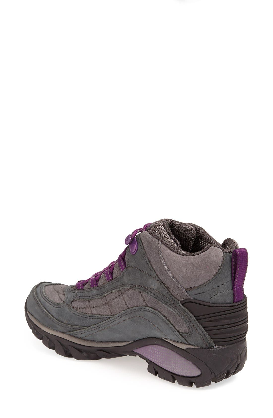 'Siren' Waterproof Leather Hiking Boot, Alternate, color, GRANITE/ PURPLE