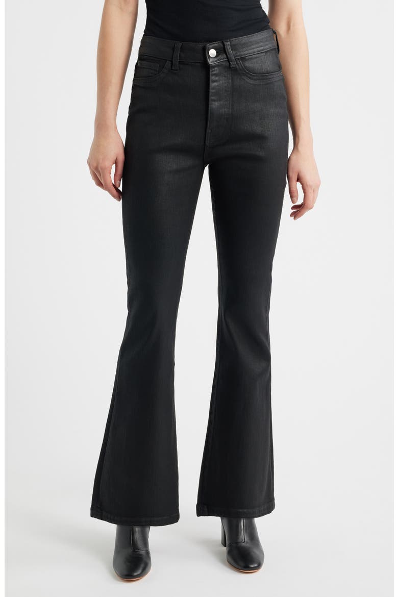 NAO Coated High Waist Bootcut Jeans, Main, color, COATED NOIR