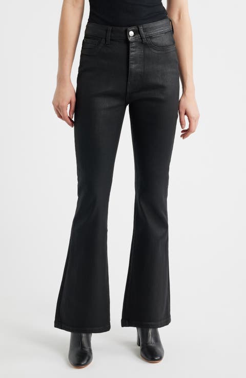 NAO Coated High Waist Bootcut Jeans (Coated Noir)