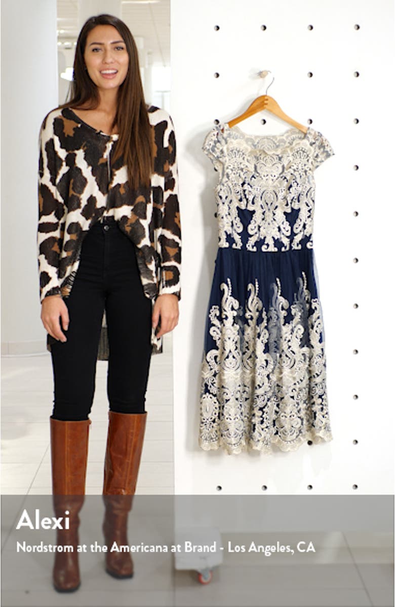 Yazzy Embroidered Mesh A-Line Dress, sales video thumbnail
