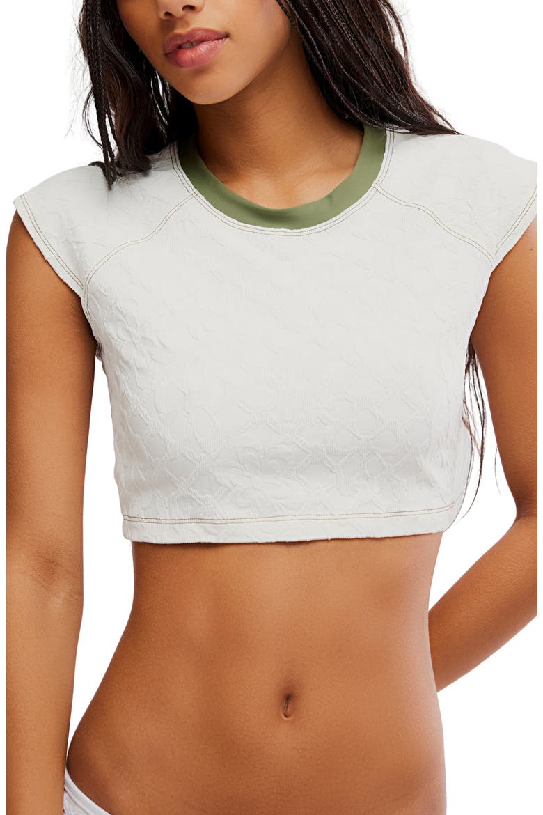 Sonny Jacquard Crop Cover-Up T-Shirt, Main, color, WHITE