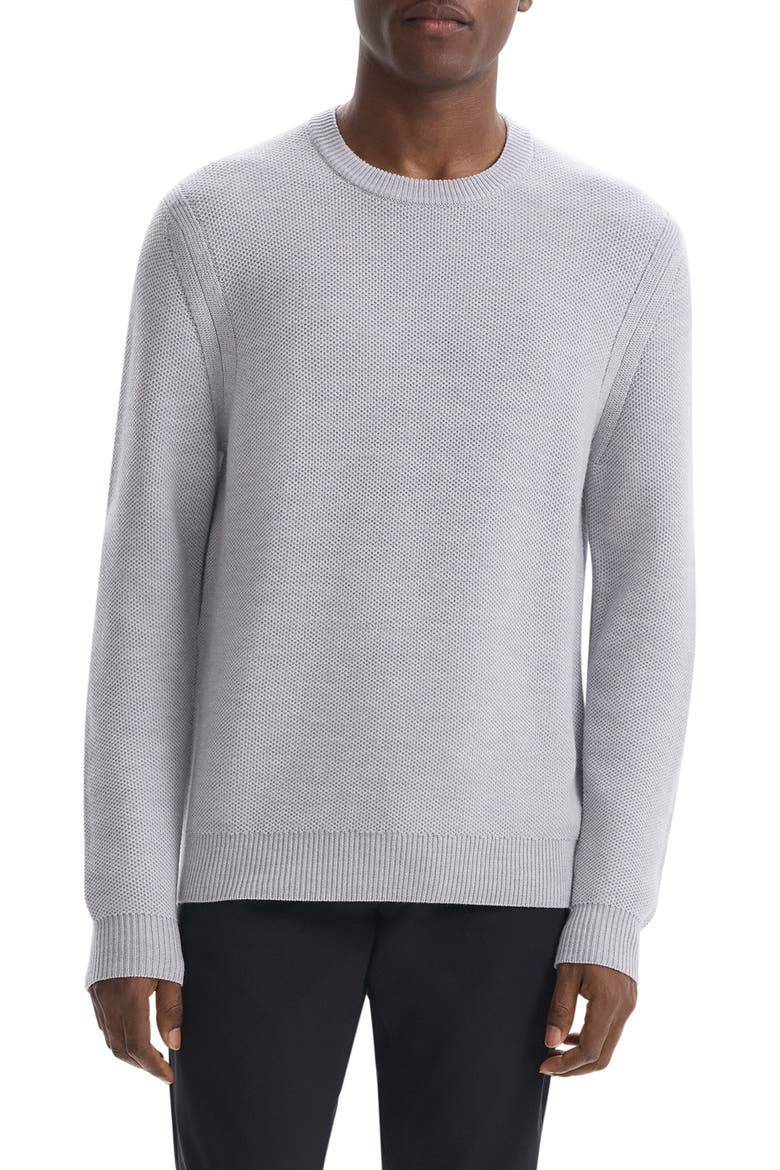 Honeycomb Merino Wool Crewneck Sweater, Main, color, VAPOR MELANGE - BGK