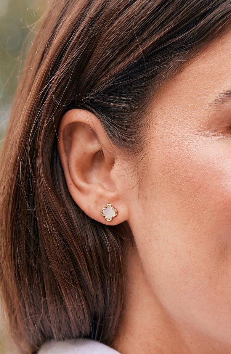 Brook and York Chatham Clover Mother-of-Pearl Stud Earrings, Alternate, color, Gold
