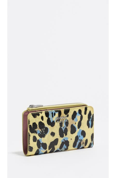 Textured Leopard print compact wallet