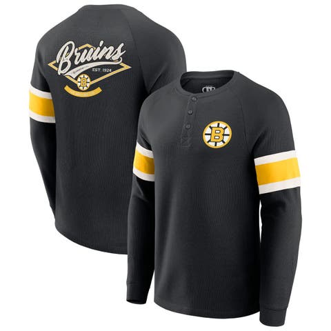 Men
s Darius Rucker Collection by Fanatics Black Boston Bruins Waffle-Knit Raglan Long Sleeve Henley T-Shirt