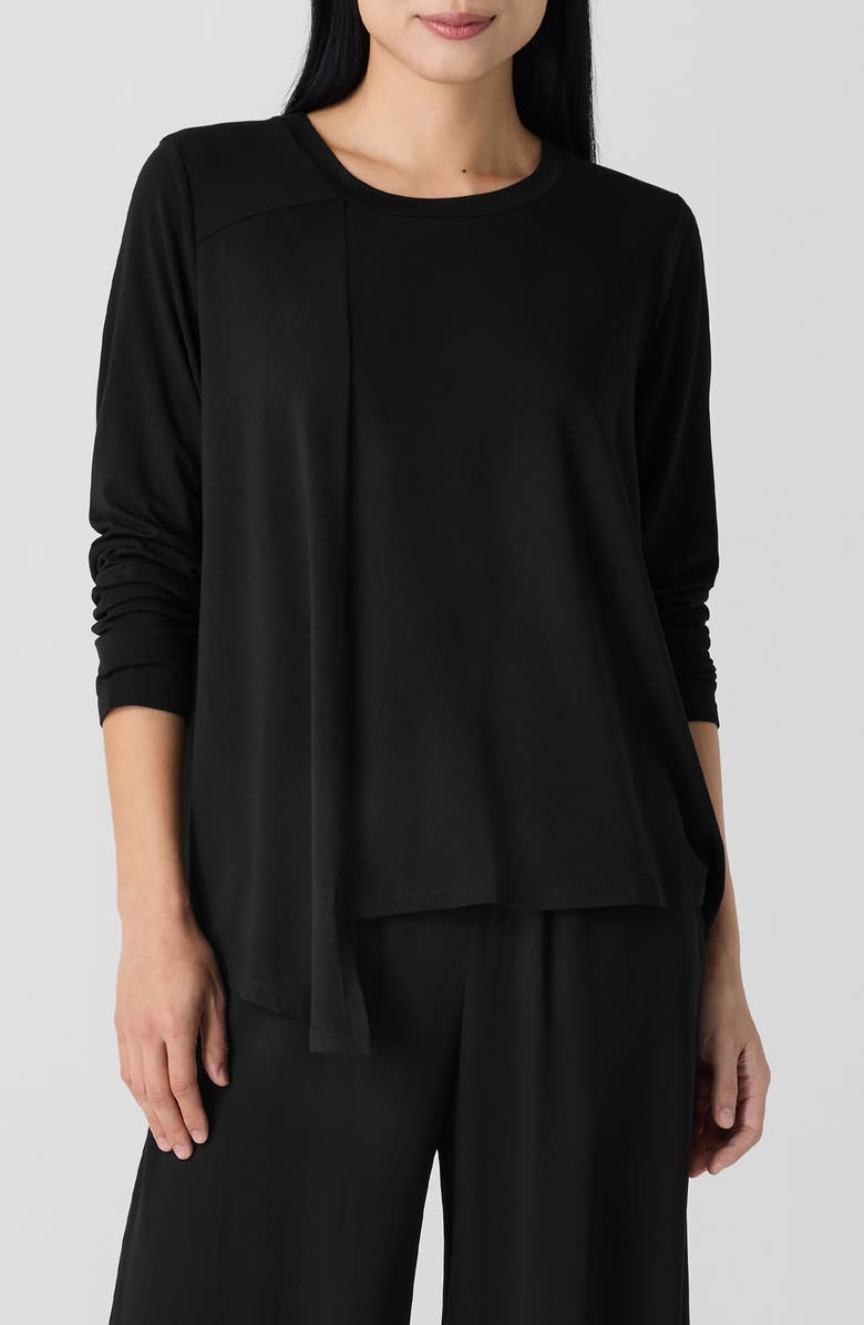 Eileen Fisher Asymmetric Overlay Long Sleeve Top, Main, color, 