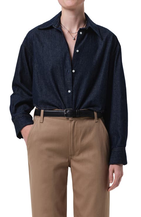 Ana Crop Denim Button-Up Shirt