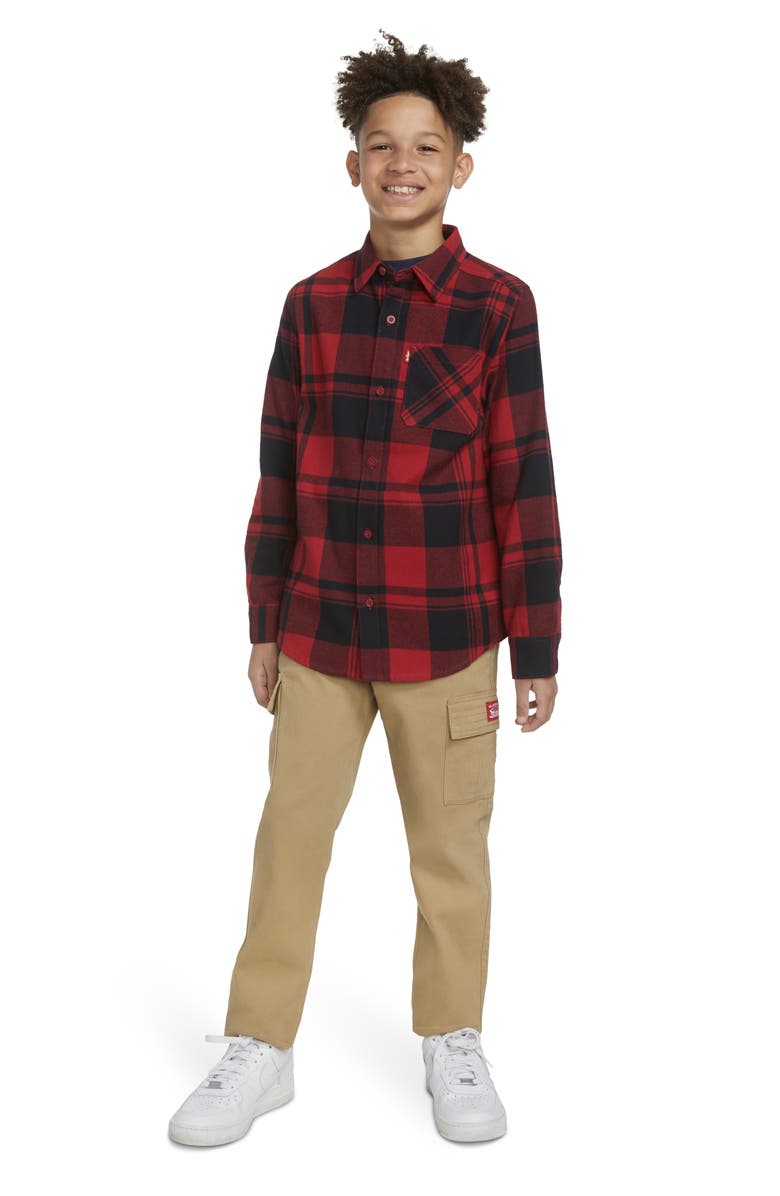 Levi's Kids' Plaid Flannel Button-Up Shirt, Alternate, color, Black