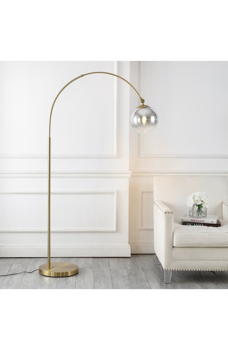 JONATHAN Y Nora 71" Coastal Vintage Iron LED Floor Lamp, Alternate, color, Brass Gold