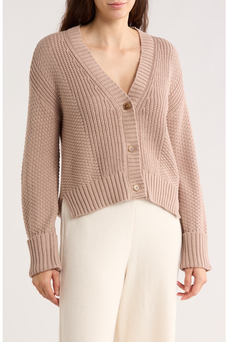 Textured V-Neck Cardigan, Main, color, TAUPE