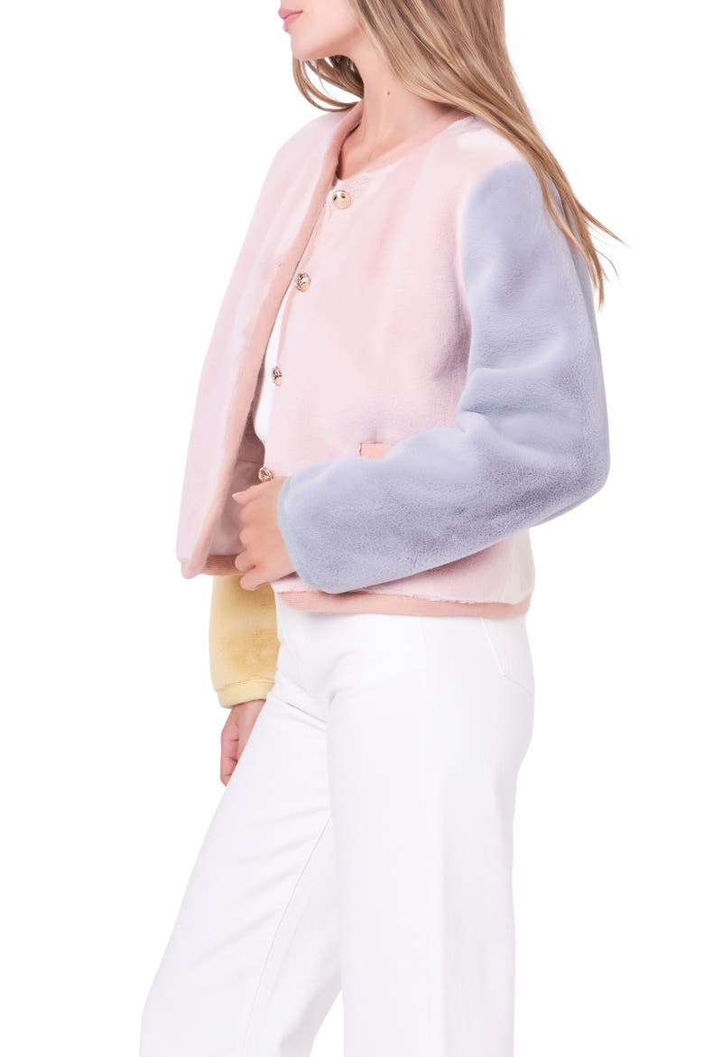Colorblock Faux Fur Jacket, Alternate, color, MULTI