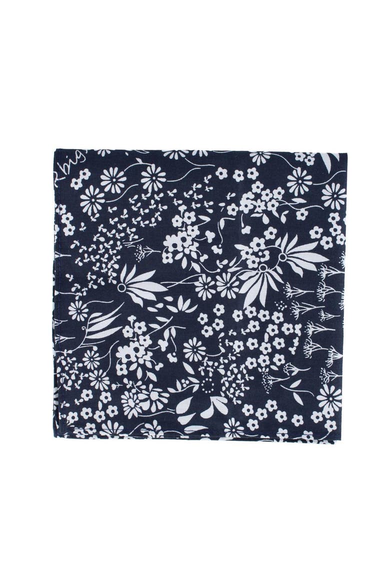 Ezra'a Stately Floral 3 Pack Cotton Handkerchiefs, Alternate, color, Black, White, Navy Blue