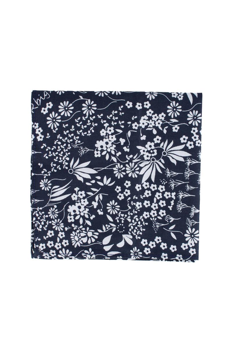 Trafalgar Ezra'a Stately Floral 3 Pack Cotton Handkerchiefs, Alternate, color, Black, White, Navy Blue