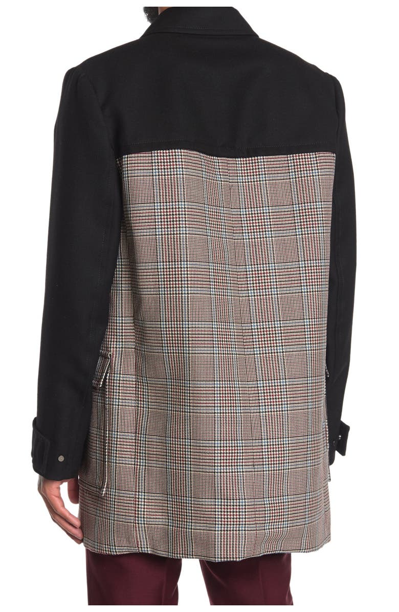 Valentino Contrast Plaid Double Breasted Trench Coat, Main, color,