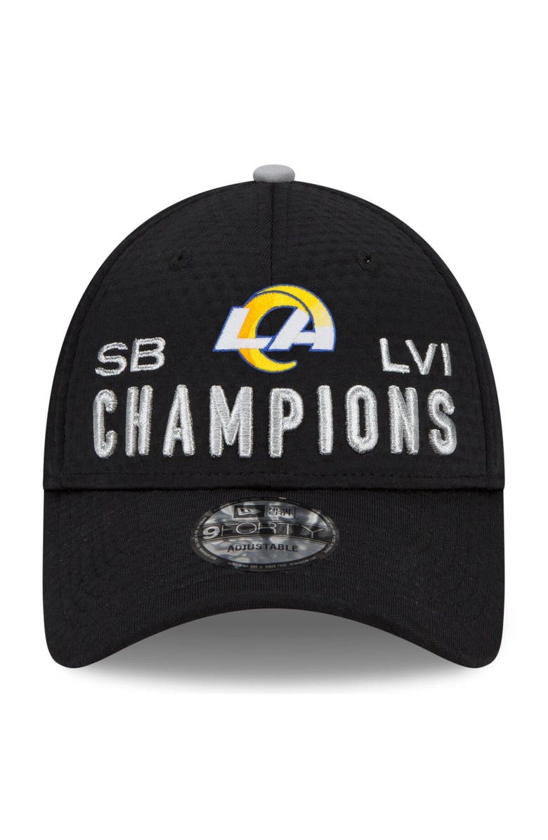 New Era Men's New Era Black Los Angeles Rams Super Bowl LVI Champions Locker Room Trophy Collection 9FORTY Snapback Adjustable Hat, Alternate, color, 