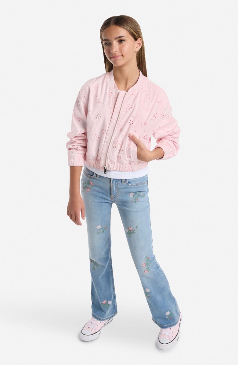 abercrombie kids Kids' Eyelet Bomber Jacket, Alternate, color, Chalk Pink