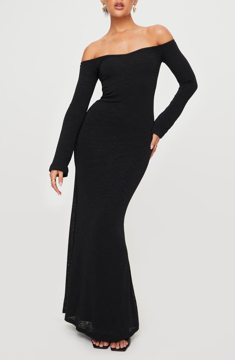 Princess Polly Korey Off the Shoulder Long Sleeve Maxi Dress, Main, color, 