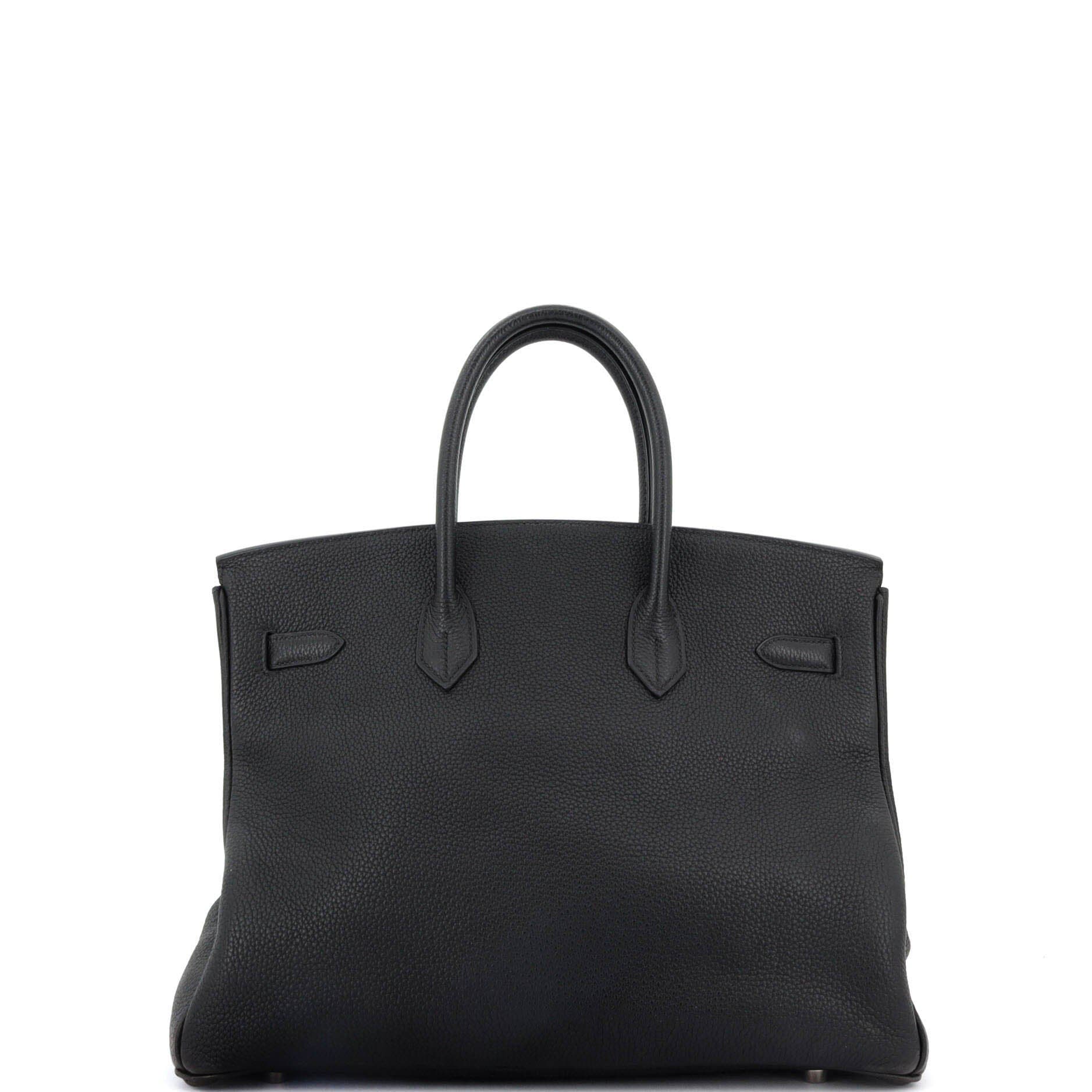 Pre-Owned Hermes Birkin Handbag Black Clemence with Palladium Hardware 35, Alternate, color, Noir