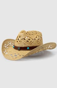 Manela Twister Ranch Handwoven Straw Sun Hat - Bohemian Summer Cowboy Hat