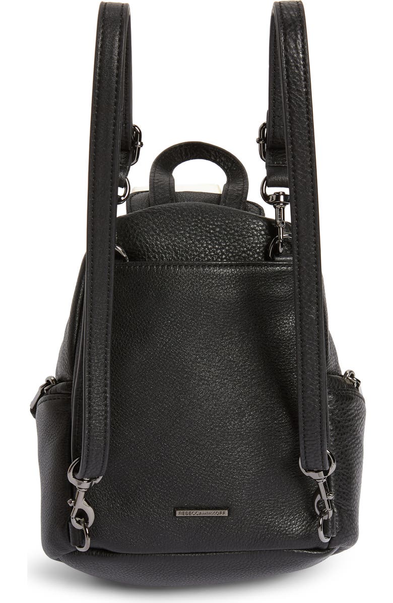 Rebecca Minkoff Mini Julian Pebbled Leather Convertible Backpack, Alternate, color, Black