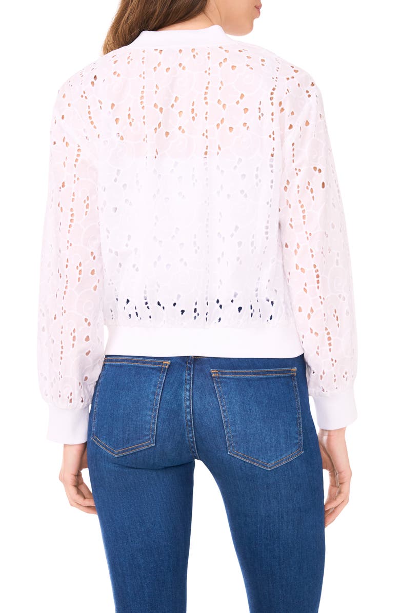 Halogen<sup>®</sup> Embroidered Eyelet Cotton Bomber Jacket, Alternate, color,