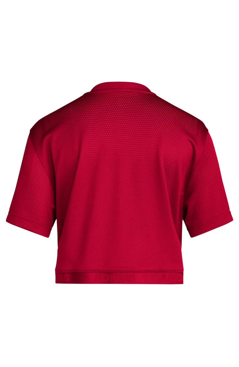adidas Women's adidas Red Kansas Jayhawks Primegreen V-Neck Cropped Jersey, Alternate, color, Red
