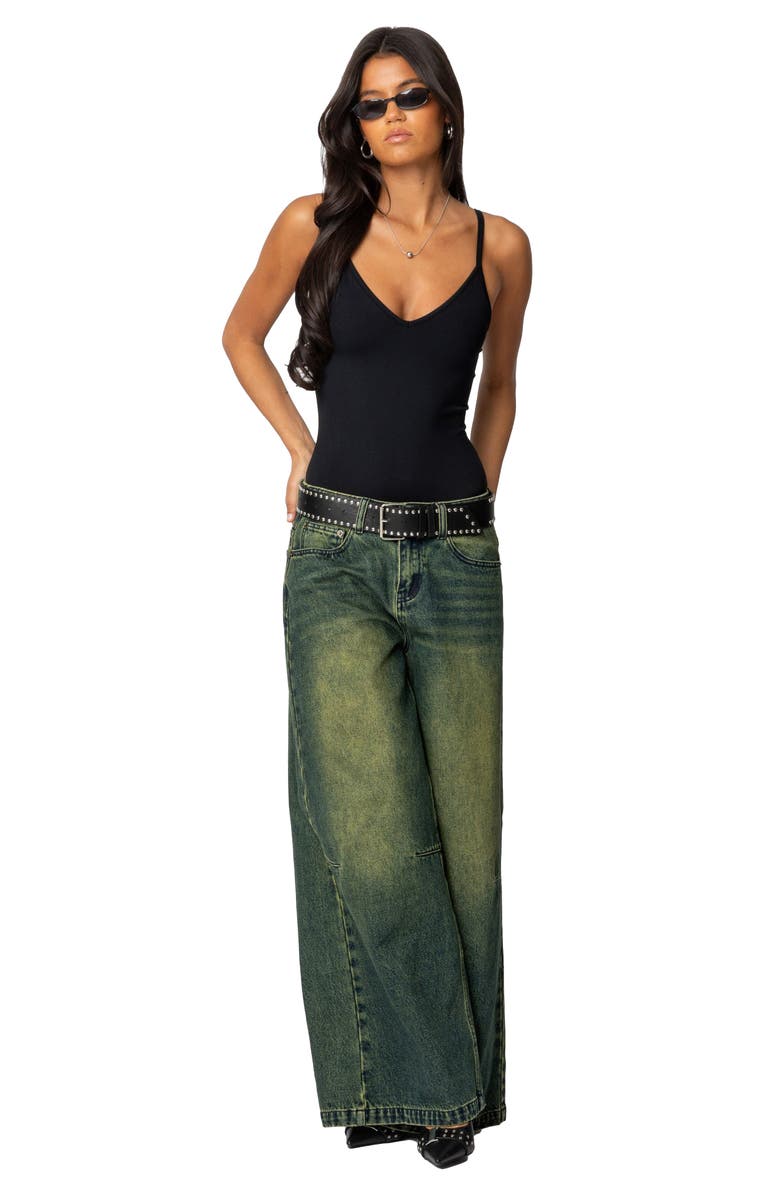 EDIKTED Teaghan Bodysuit, Alternate, color, Black