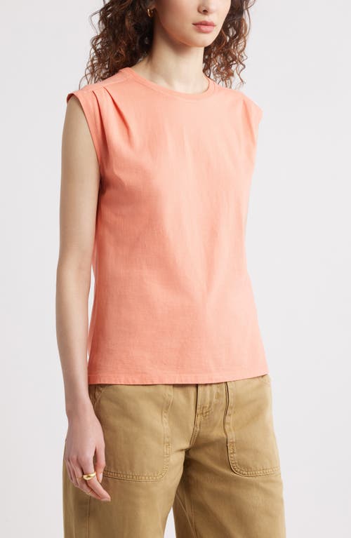 Treasure & Bond Pleat Shoulder Cotton Tank In Coral Apple