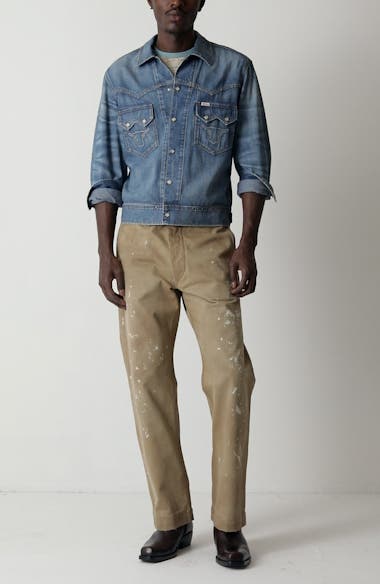 Double RL Distressed Paint Splatter Field Chinos | Nordstrom