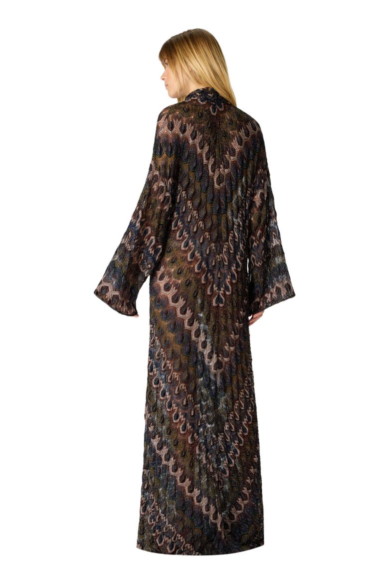 Long Dress In Viscose Lamé With Removable Sash, Alternate, color, Brown