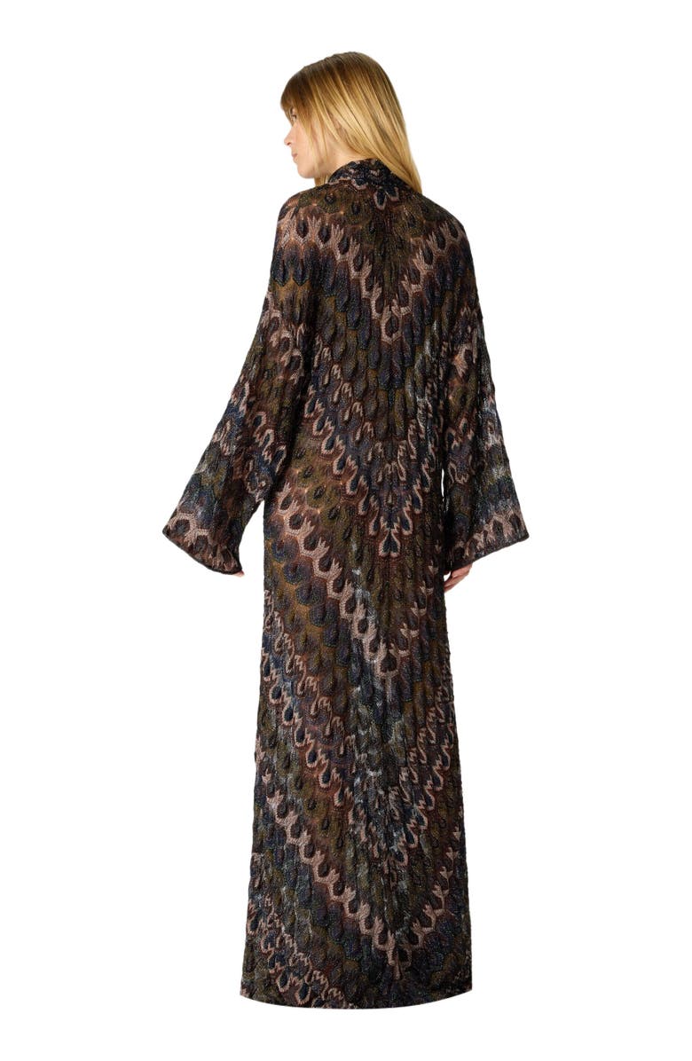 Missoni Long Lamé Viscose Dress With Removable Sash, Alternate, color, Green& Brown