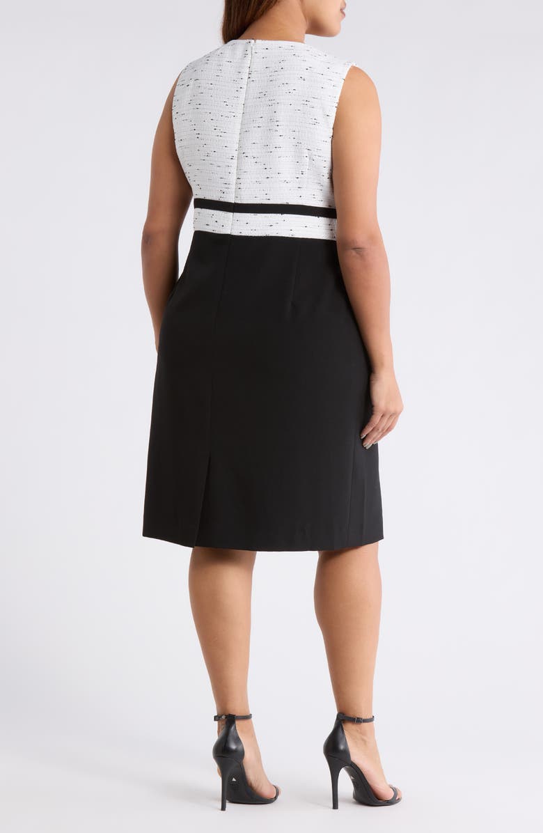 KASPER Two Tone Sleeveless Sheath Dress, Alternate, color, Lily White/ Black