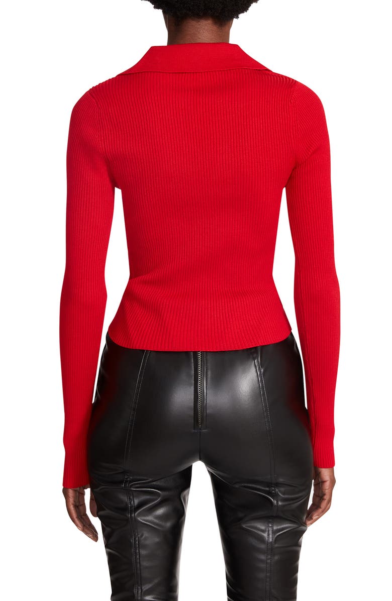 Steve Madden Maggie Cinch Waist Long Sleeve Top, Alternate, color, Bright Red
