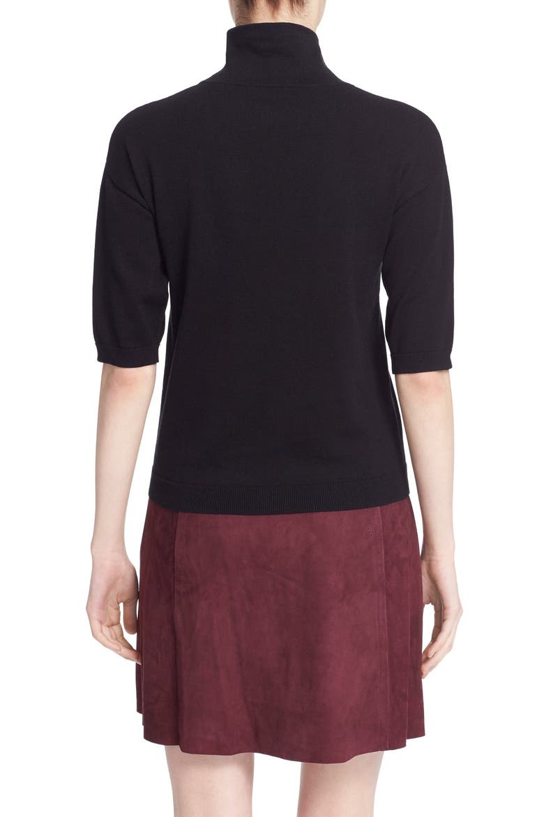 cotton blend mock neck sweater, Alternate, color, BLACK