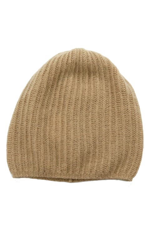 Rib Knit Cashmere Beanie