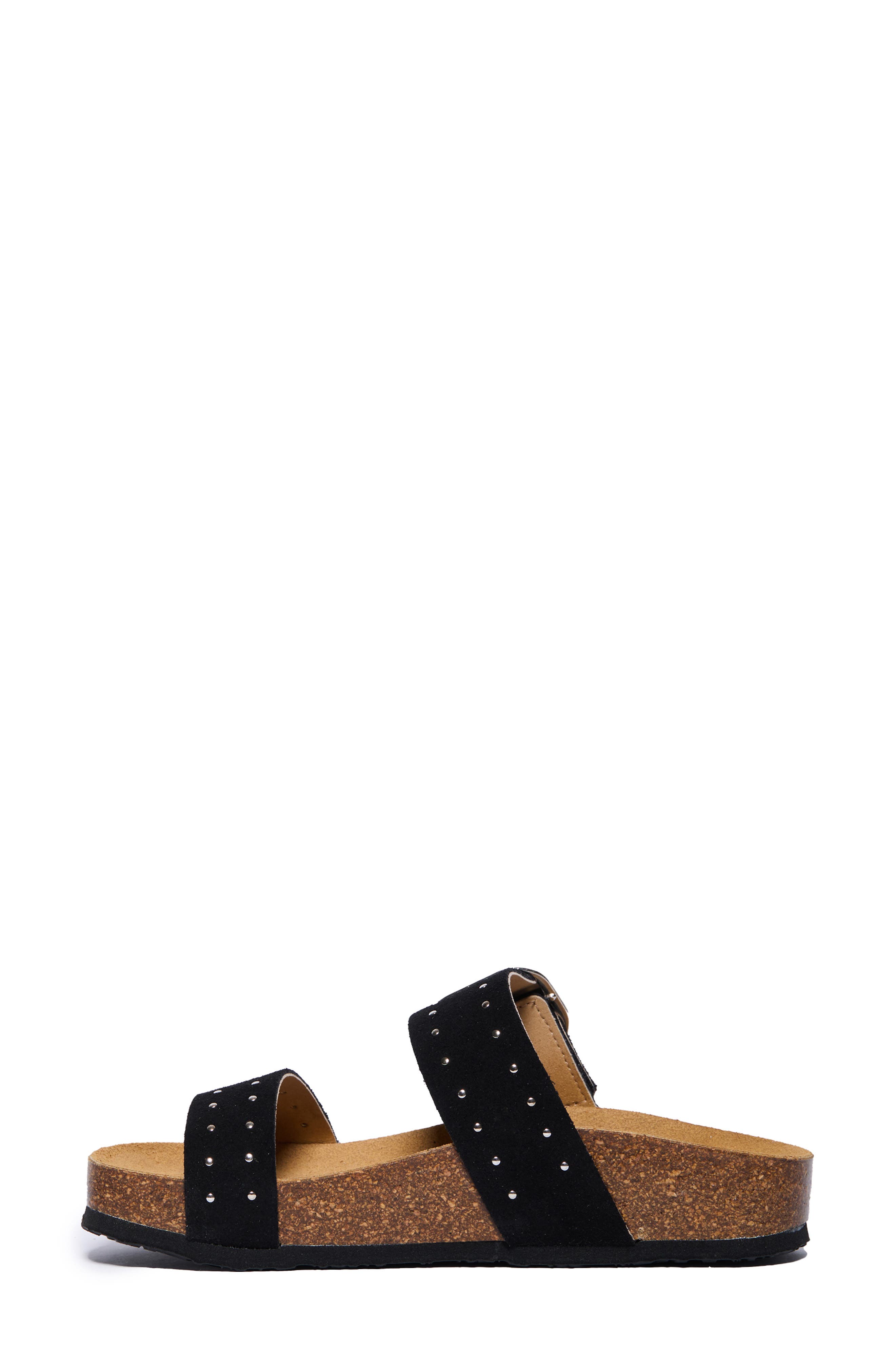 Claire Double Strap Slide Sandal, Alternate, color, BLACK STUDDED SUEDE