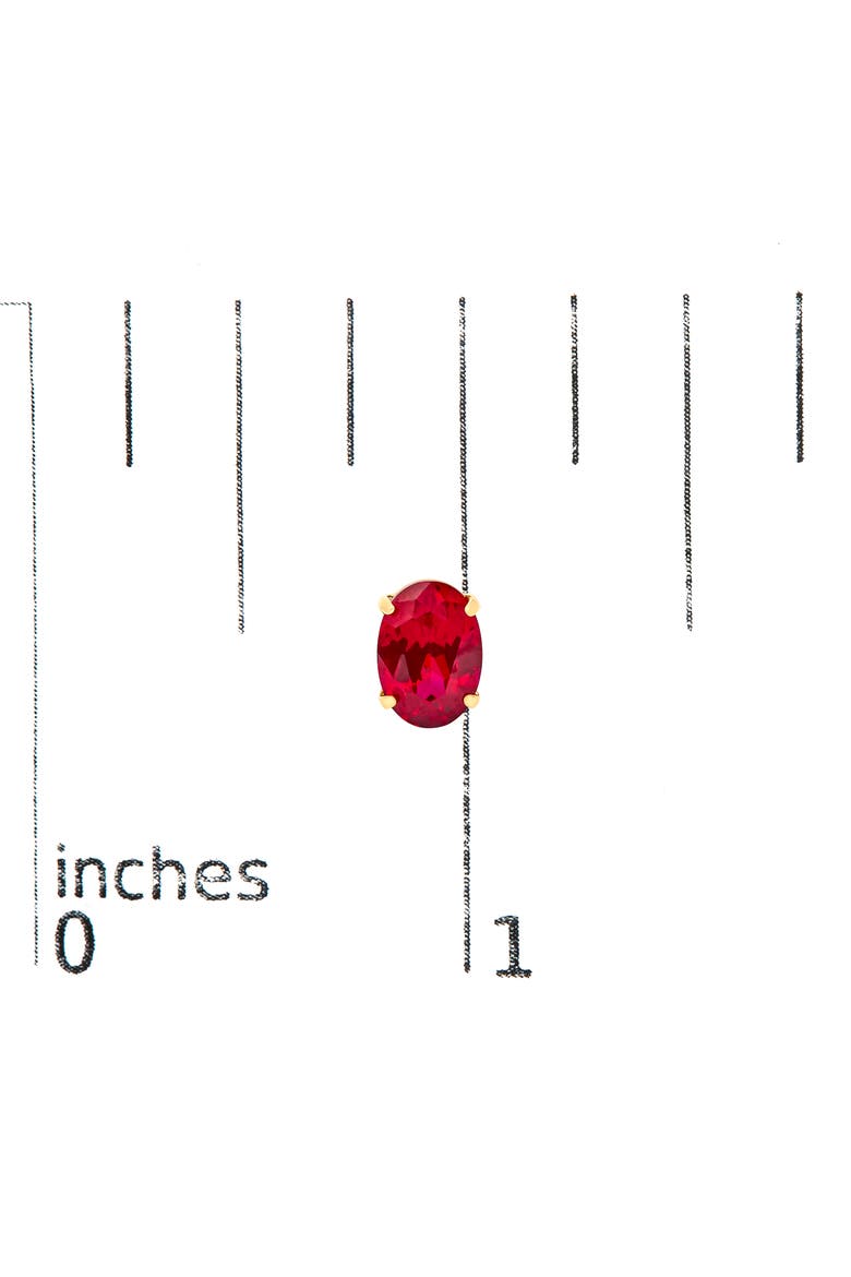 18K Yellow Gold 7x5 MM Created Oval Ruby Solitaire Stud Earrings, Alternate, color, Yellow Gold