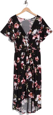 WEST K Flutter Sleeve High Low Dress