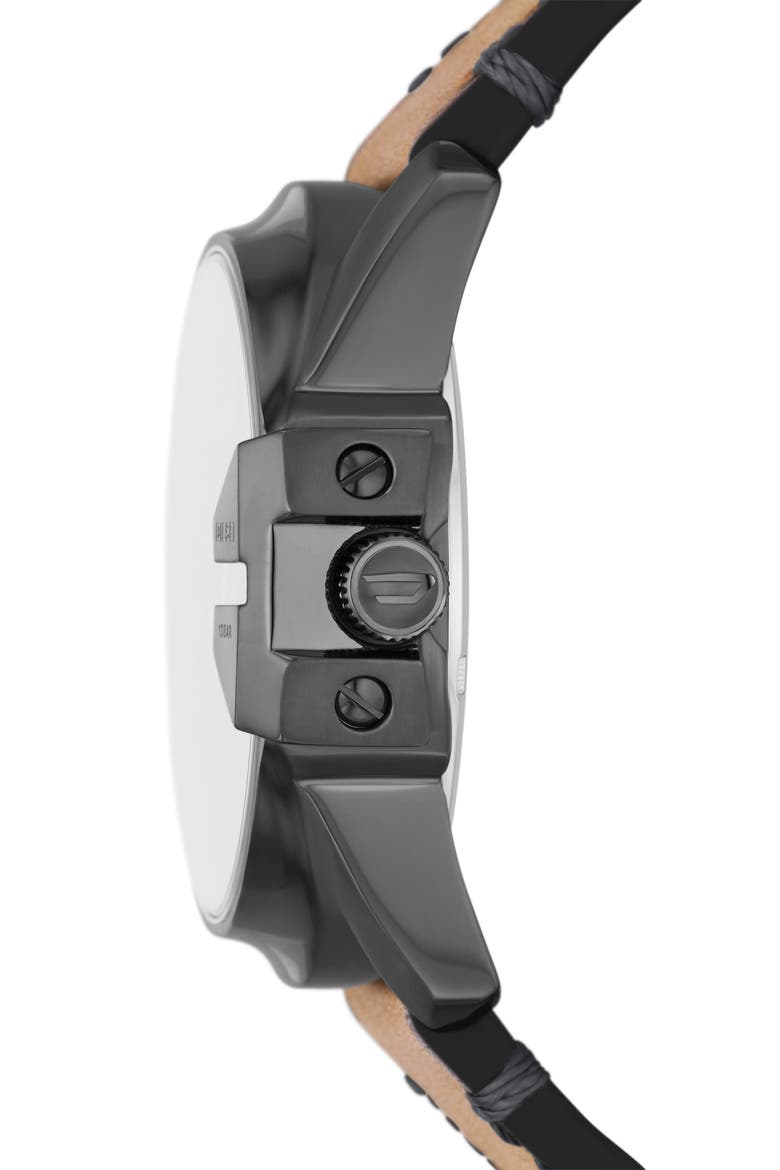 Master Chief Quartz Leather Strap Watch, 43mm, Alternate, color, GUNMETAL
