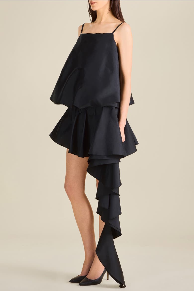 Todd Gathered Asymmetric Mini Skirt, Alternate, color, Black
