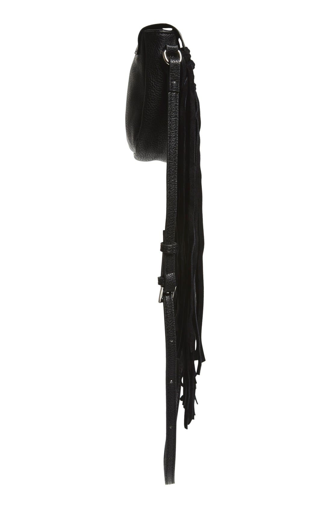 Street Level Fringe Faux Leather Crossbody Bag, Alternate, color, 