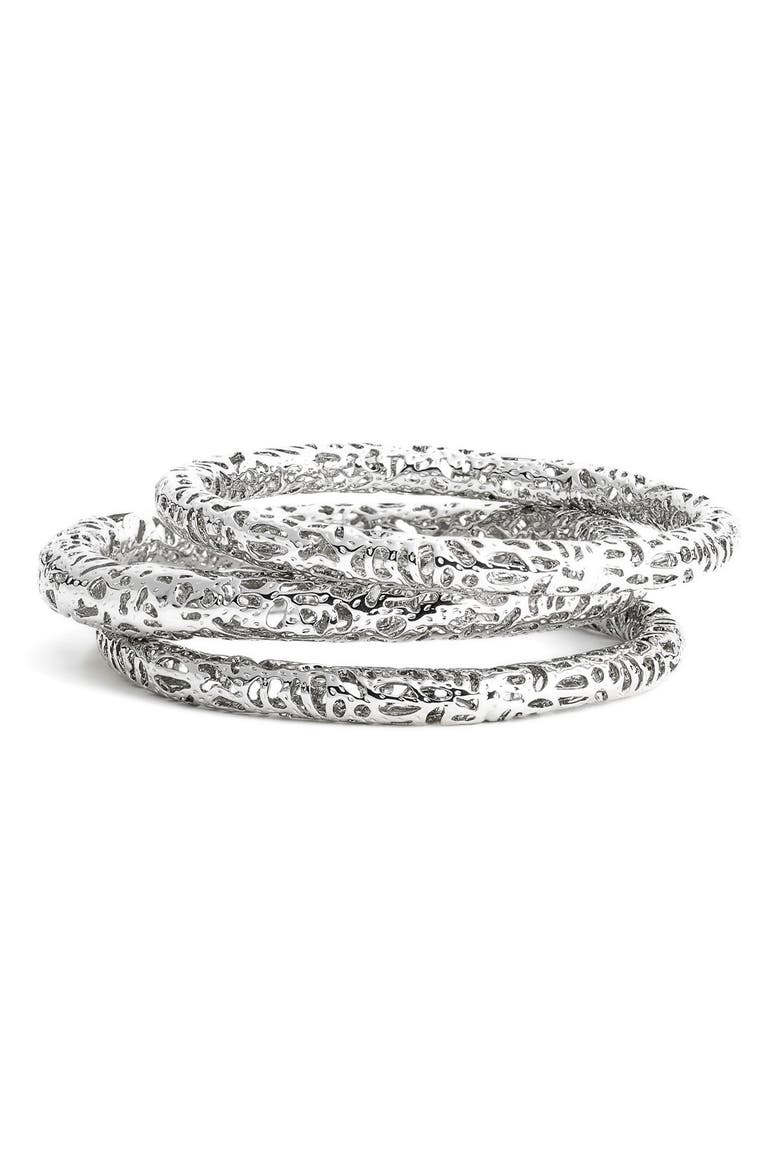 'Lucca' Metal Bangles, Main, color, RHODIUM