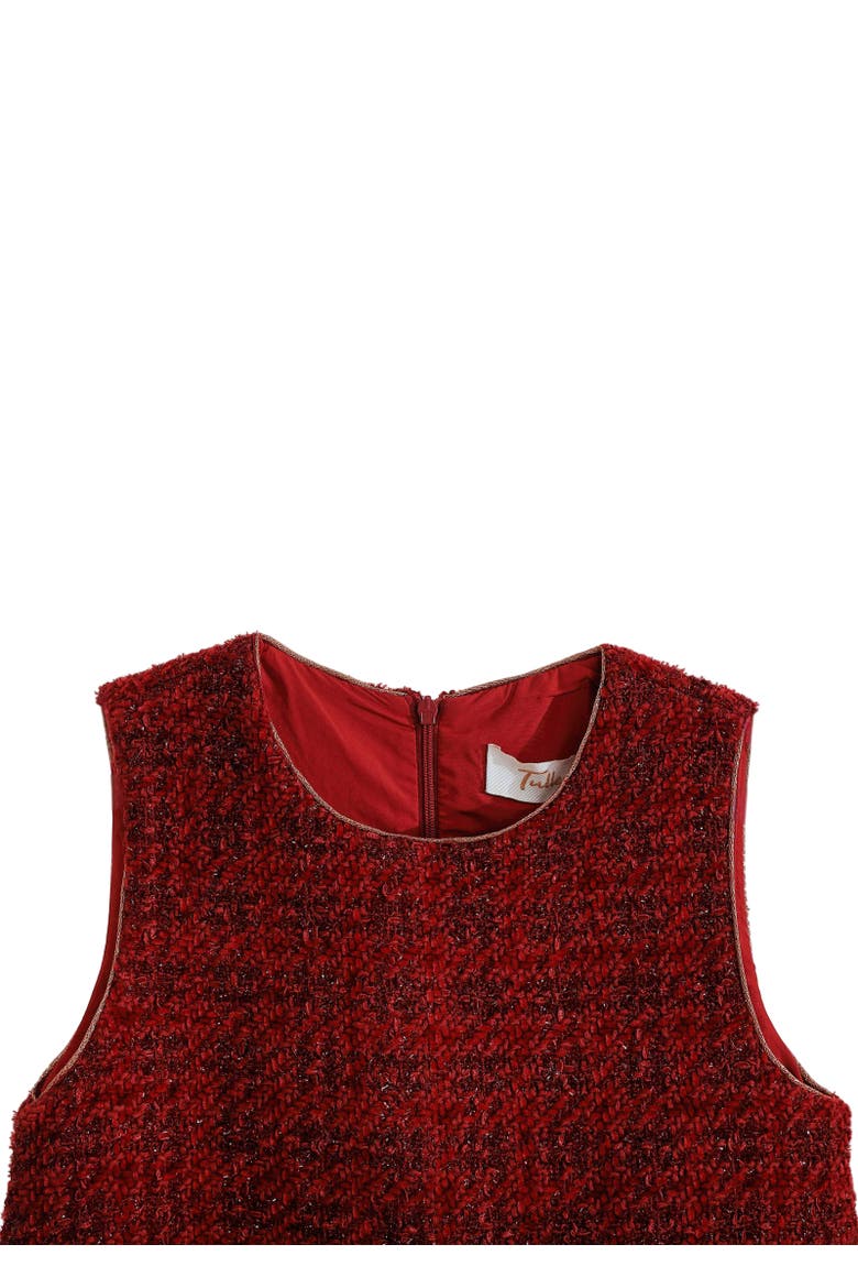 Tweed & Tulle Ruffle Dress, Alternate, color, Red