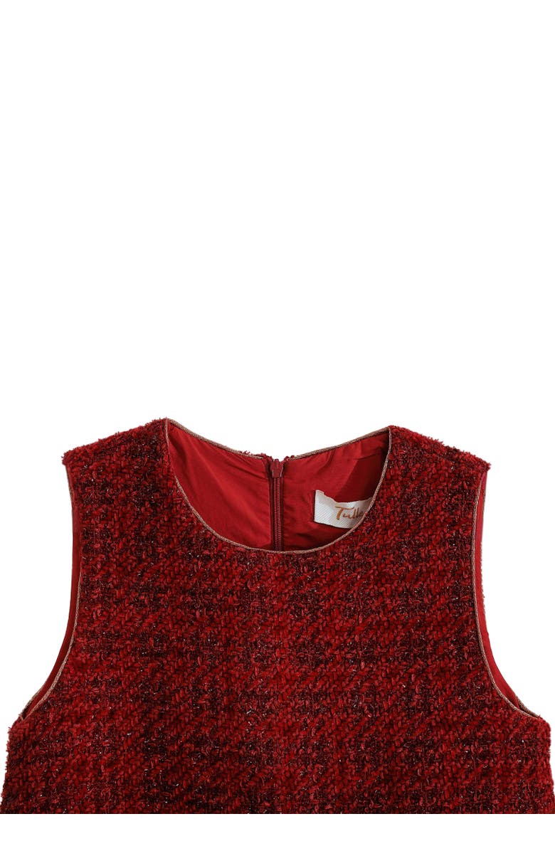 Tulleen Tweed & Tulle Ruffle Dress, Alternate, color, Red